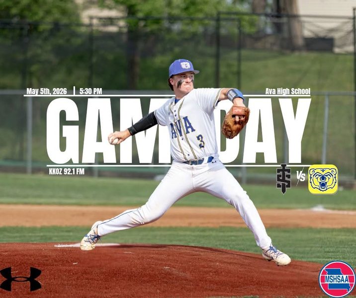 Game day graphic for Ava High School pitcher Kyle Pitts, who has committed to College of the Ozarks